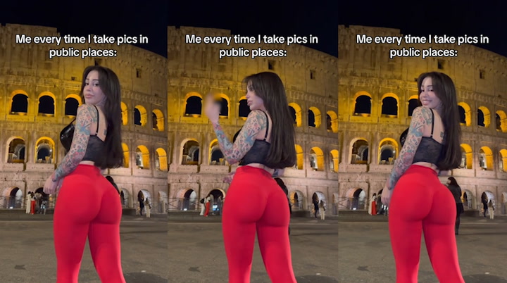 Model posing in racy outfit at Colosseum praised for ‘fantastic’ response to catcallers